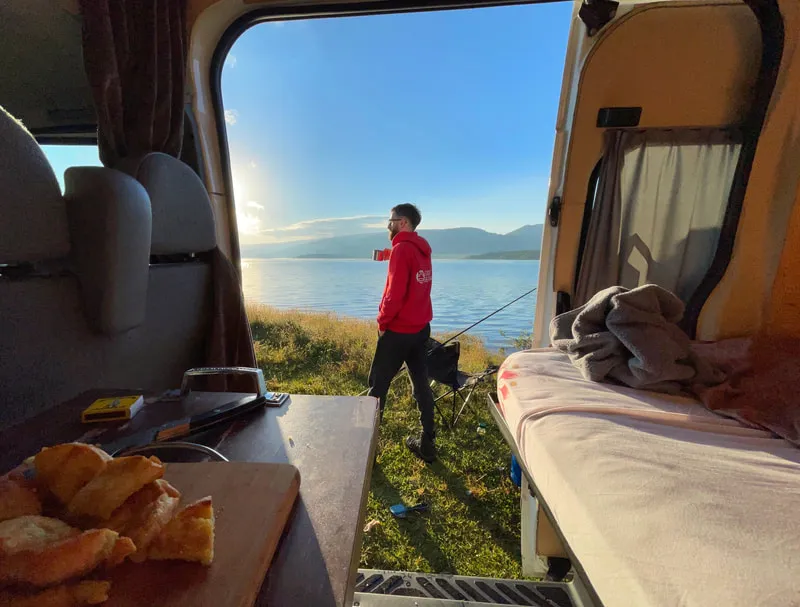 Breakfast In The Campervan At Shaori Lake 1 3 days pure hike – a group tour from Tbilisi